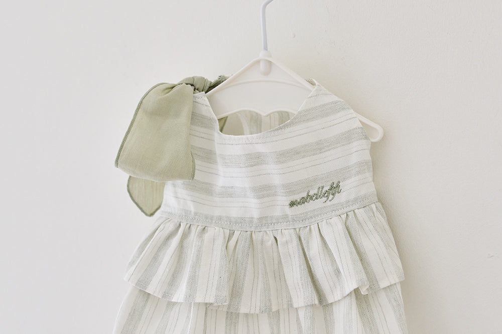 Linen Stripe Ribbon Dress (2 colors)