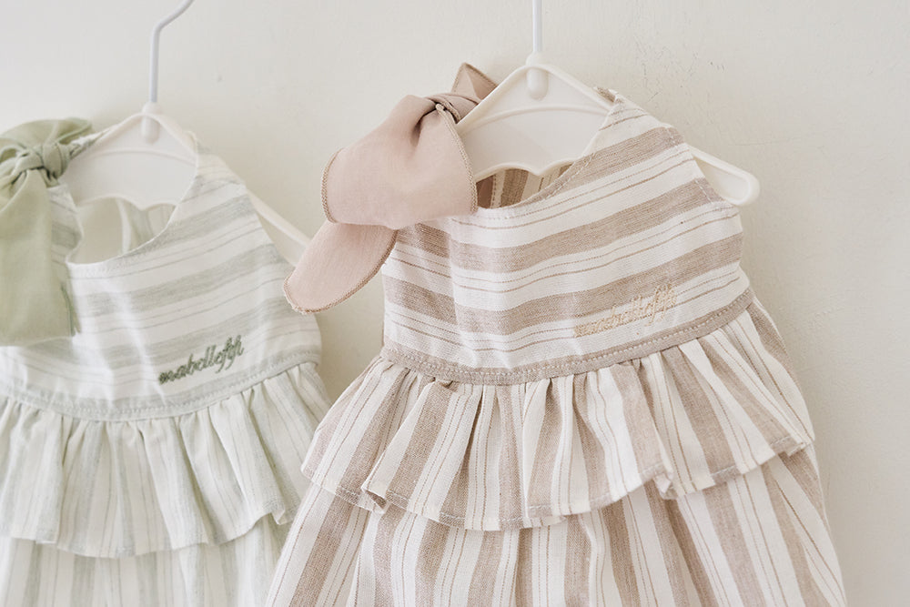 Linen Stripe Ribbon Dress (2 colors)