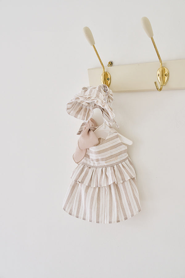 Linen Stripe Ribbon Dress (2 colors)