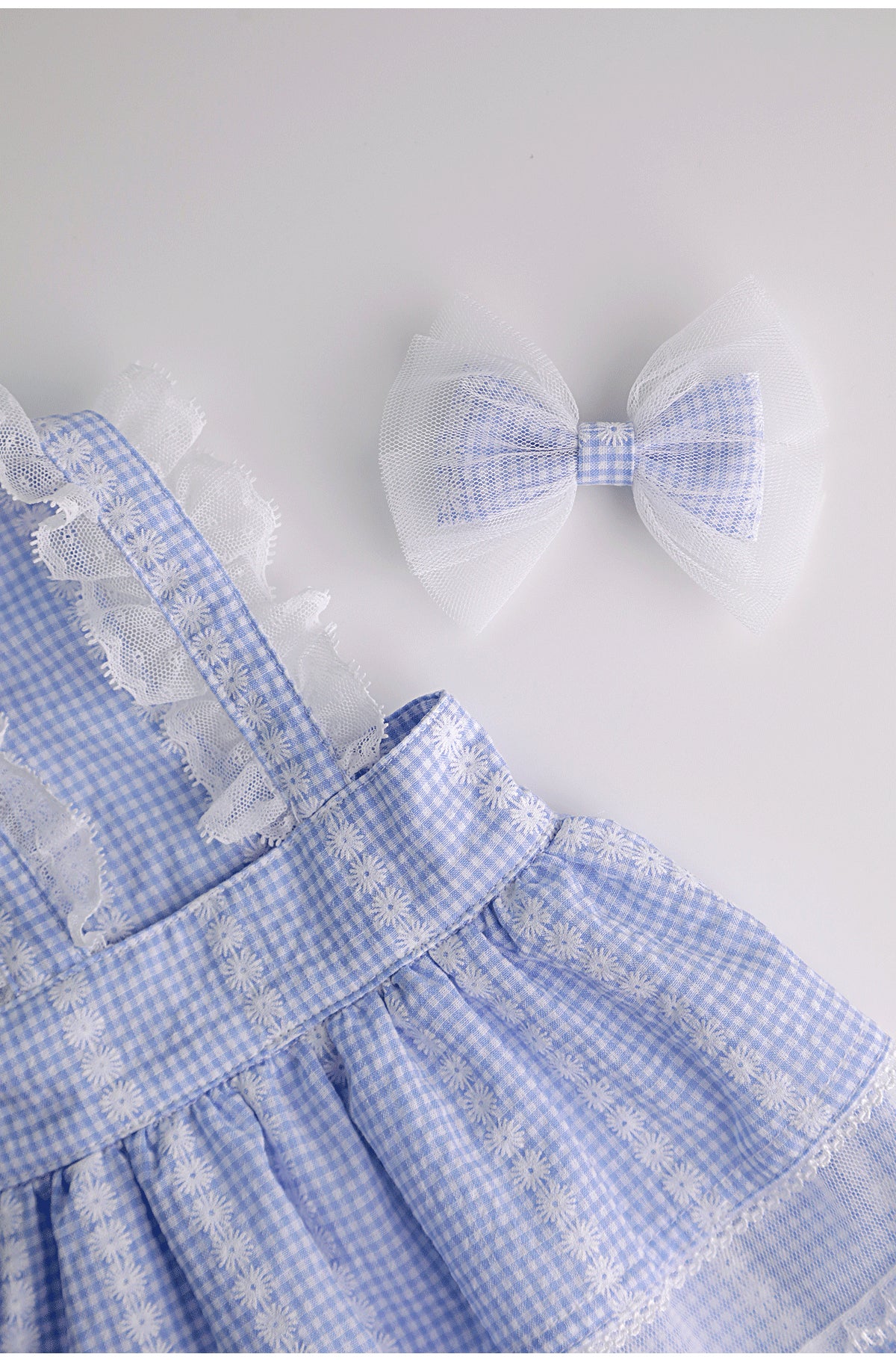 Marine check chiffon hair ribbon pin (2 colors)