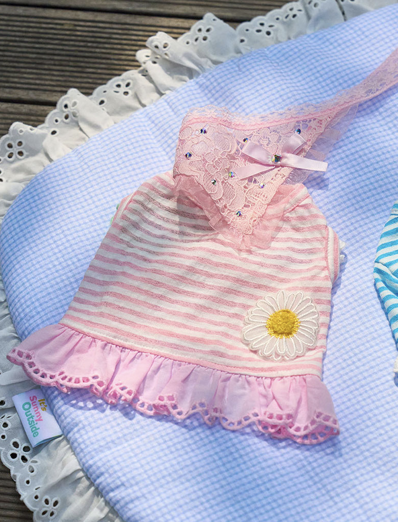 Daisy Stripe Ops - Baby Pink