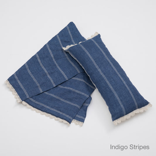 Anytime Blanket n Pillow - Indigo Stripes