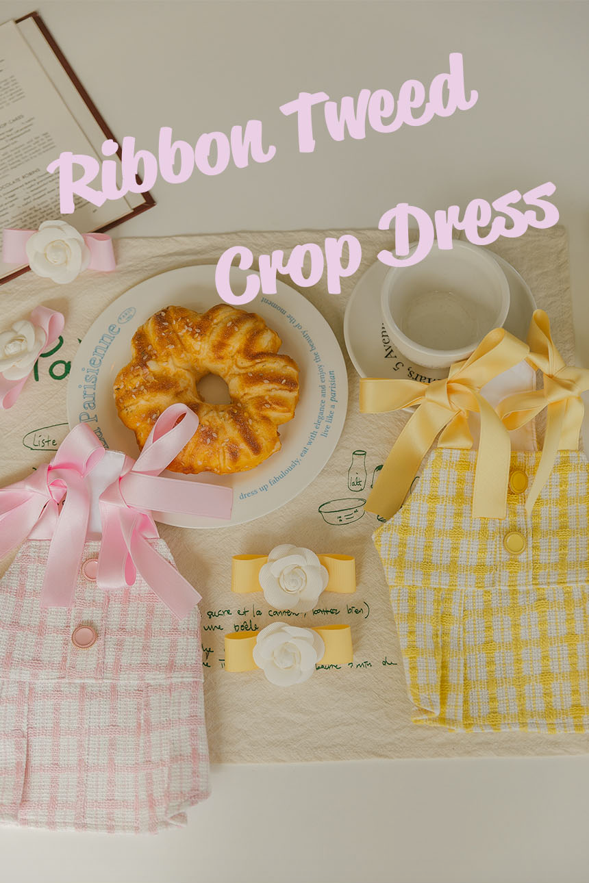 Ribbon Tweed Crop Dress (Up to 5XL)