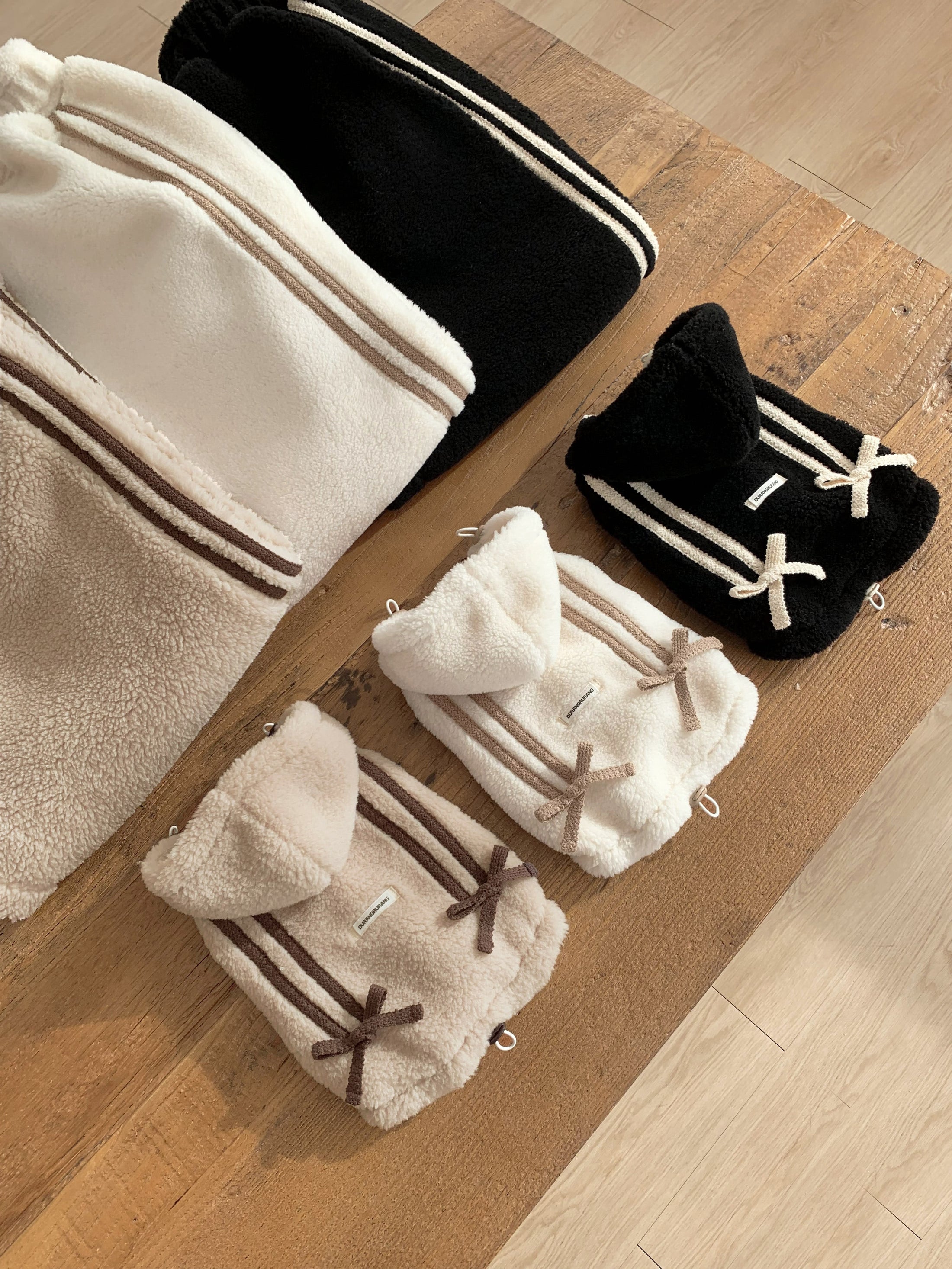 Ribbon Boa Hoodie Jumper (Beige)
