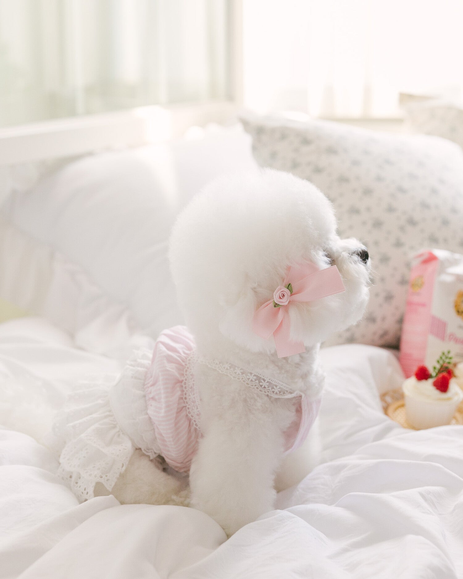 Sherbet Rose Ribbon Pin Baby Pink Pink (2pcs)