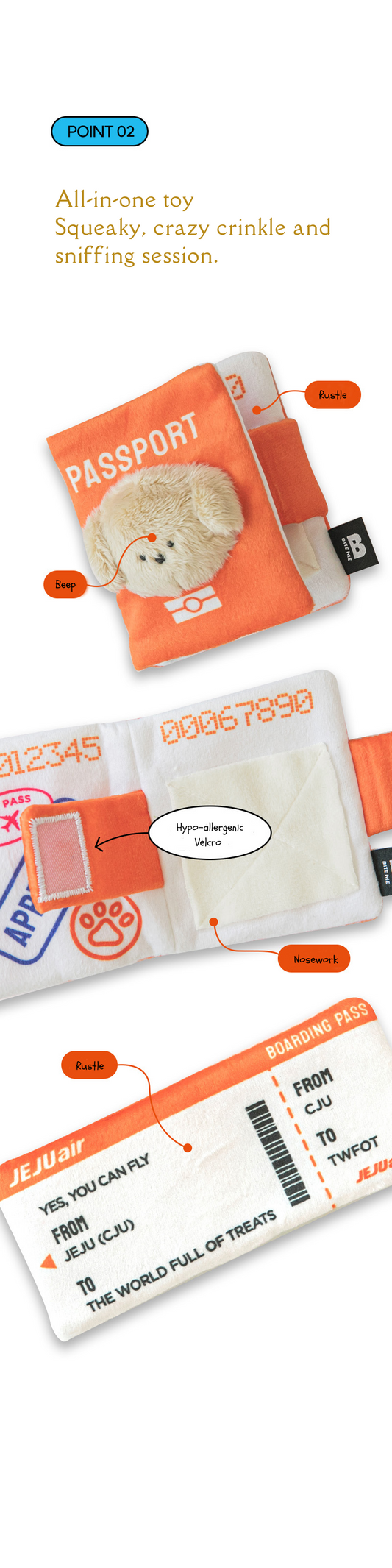 [BiteMe x Jeju air] Pet Passport & Ticket Nosework Toy Set