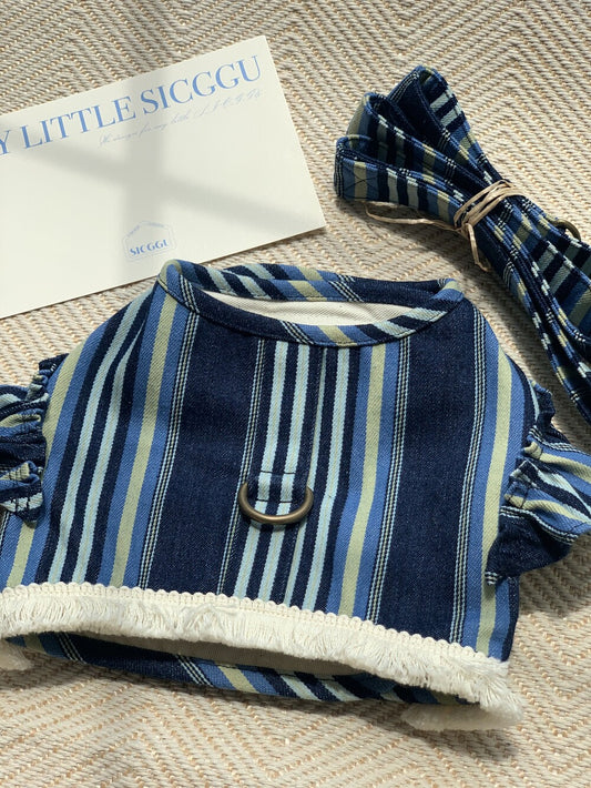 Royal Denim Stripe Harness (with leash)