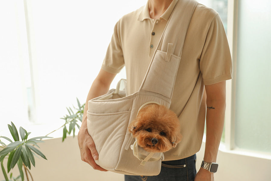 Stripe Cushion Cross Bag - Beige